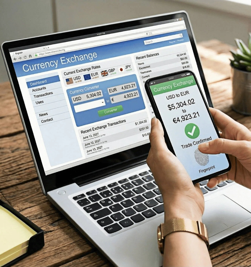 Illustration Währungsumtausch-Spezialist